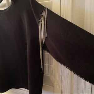Black tassel long sleeve sweater